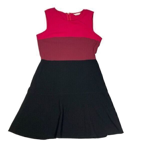 Calvin Klein Color Block A-line Dress Women L Career Business Casual Dinner Date - Picture 2 of 14